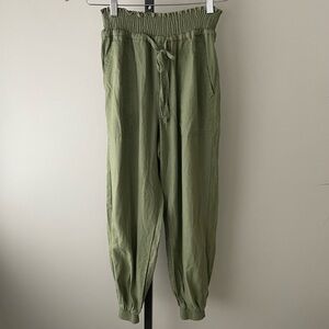 Love Tree Linen Blend Jogger Style Pull On Pant Green Size Small